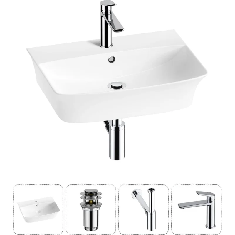Комплект Wellsee 4 в 1 Lavinia Boho Bathroom Sink накладная/подвесная раковина 55x42 см 20216785R