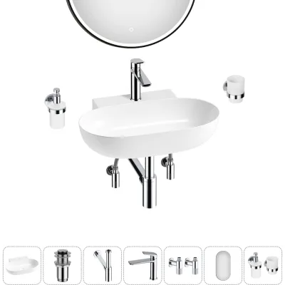 Комплект 7 в 1 Wellsee Bathroom Sink накладная/подвесная раковина 58x40 см состоит 20219285R
