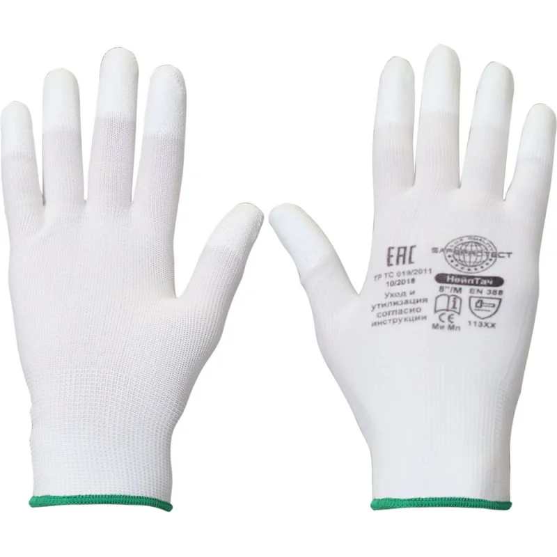 Перчатки Safeprotect НейпТач нейлон+полиуретан на кончиках пальцев, белый, размер 7 (S) 110506S