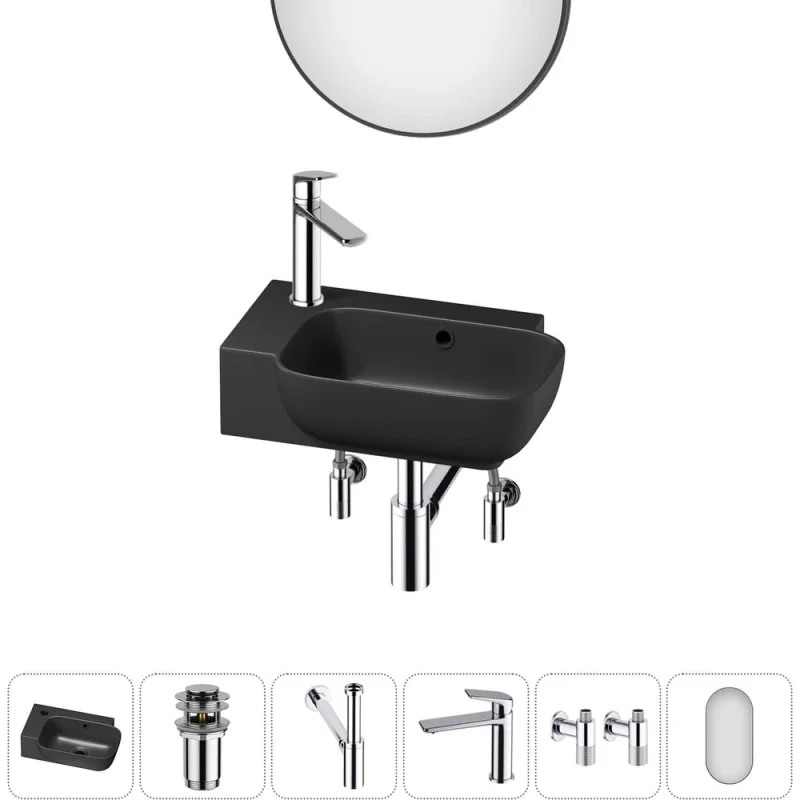 Комплект Wellsee 6 в 1 Lavinia Boho Bathroom Sink накладная/подвесная раковина 40x24 см 20219787R