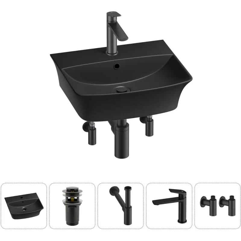Комплект Wellsee 5 в 1 Lavinia Boho Bathroom Sink накладная/подвесная раковина 45x40 см 20216775R