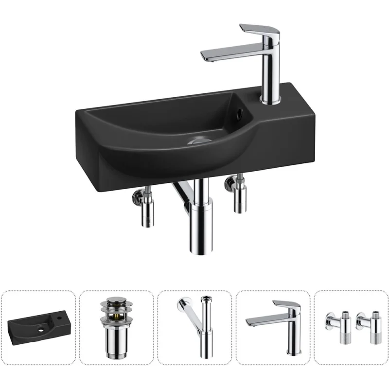 Комплект Wellsee 5 в 1 Lavinia Boho Bathroom Sink накладная/подвесная раковина 45x24 см 20216130R
