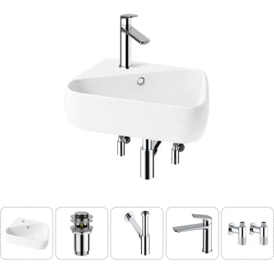 Комплект Wellsee 5 в 1 Lavinia Boho Bathroom Sink накладная/подвесная раковина 44x27 см 20216593R