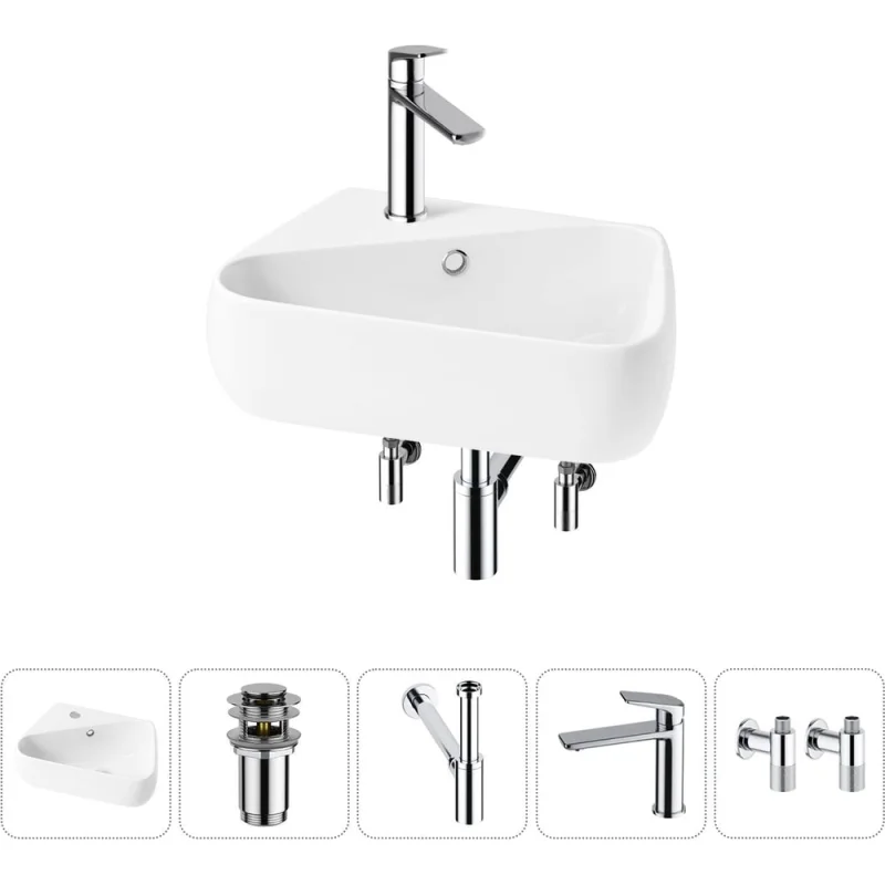 Комплект Wellsee 5 в 1 Lavinia Boho Bathroom Sink накладная/подвесная раковина 44x27 см 20216593R