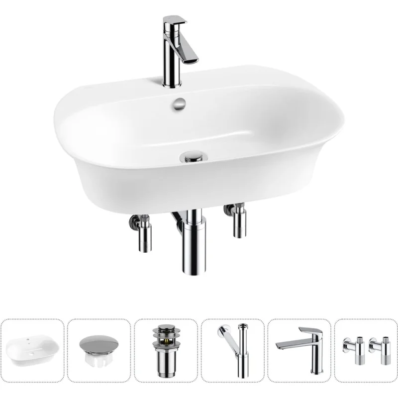 Набор Wellsee 6 в 1 Excellence Pro накладная/подвесная раковина 65x46 см 20217177R