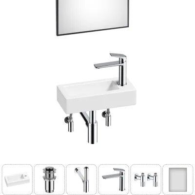 Комплект 6 в 1 Wellsee Bathroom Sink накладная/подвесная раковина 37x18 см состоит 20219513R