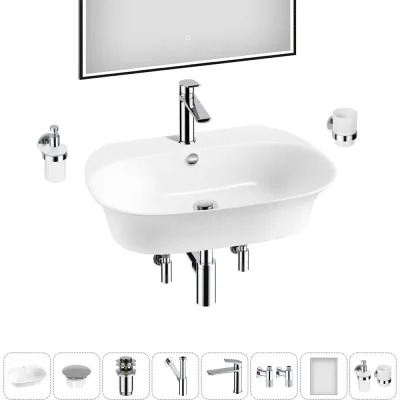 Набор Wellsee 8 в 1 Excellence Pro накладная/подвесная раковина 60x47 см 20219045R