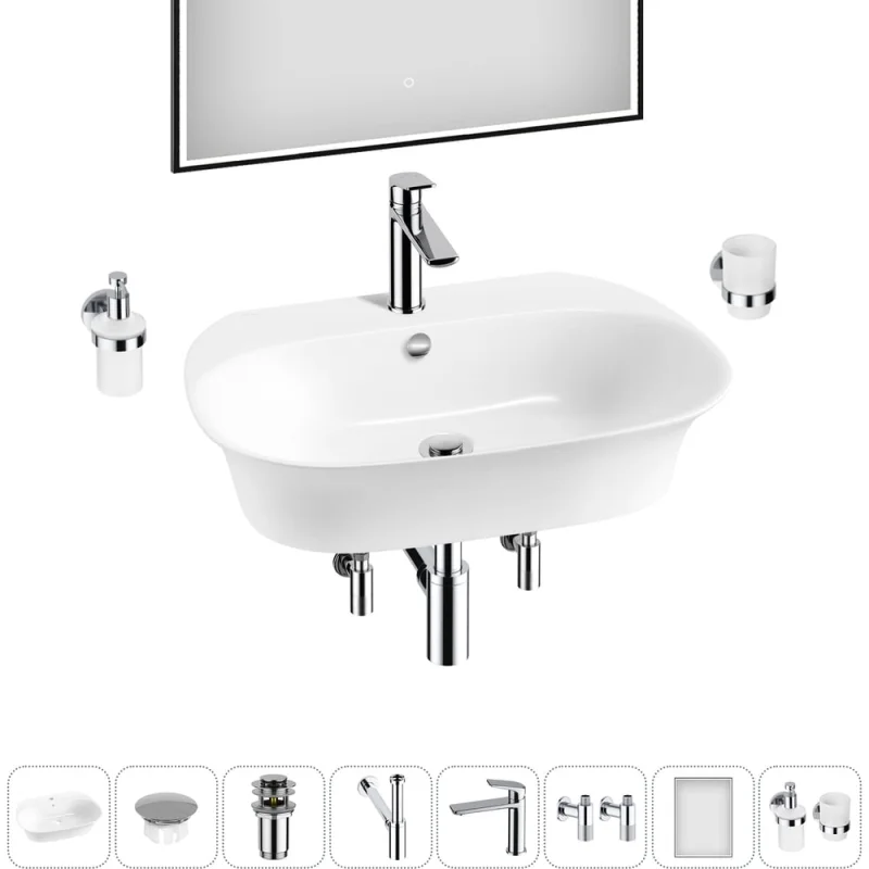 Набор Wellsee 8 в 1 Excellence Pro накладная/подвесная раковина 60x47 см 20219045R