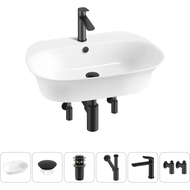 Набор Wellsee 6 в 1 Excellence Pro накладная/подвесная раковина 65x46 см 20217179R
