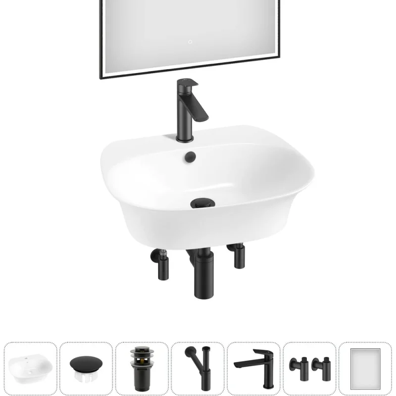 Набор Wellsee 7 в 1 Excellence Pro накладная/подвесная раковина 55x46 см 20219035R