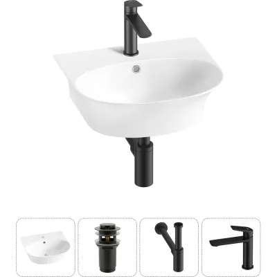 Комплект 4 в 1 Wellsee Bathroom Sink накладная/подвесная раковина 46x41 см состоит 20216674R