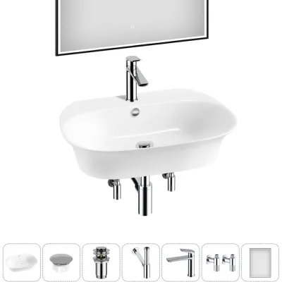 Набор Wellsee 7 в 1 Excellence Pro накладная/подвесная раковина 65x46 см 20219049R