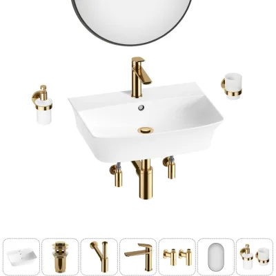 Комплект Wellsee 7 в 1 Lavinia Boho Bathroom Sink накладная/подвесная раковина 55x42 см 20219981R