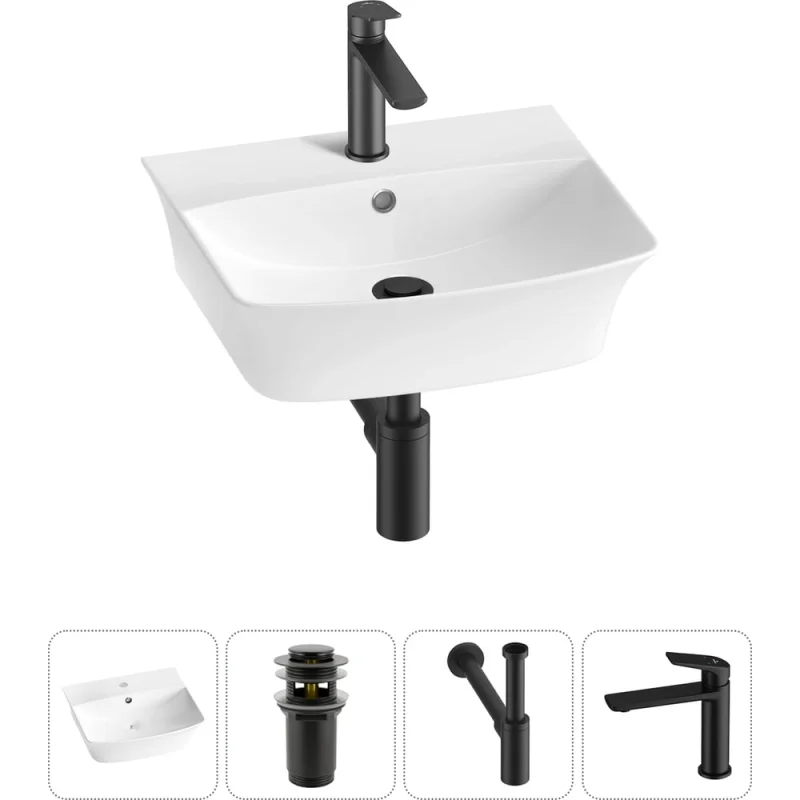 Комплект 4 в 1 Wellsee Bathroom Sink накладная/подвесная раковина 45x40 см состоит 20216758R