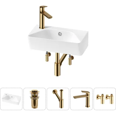 Комплект Wellsee 5 в 1 Lavinia Boho Bathroom Sink накладная/подвесная раковина 40x22 см 20216455R