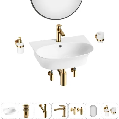 Комплект 7 в 1 Wellsee Bathroom Sink накладная/подвесная раковина 55x43 см состоит 20219939R