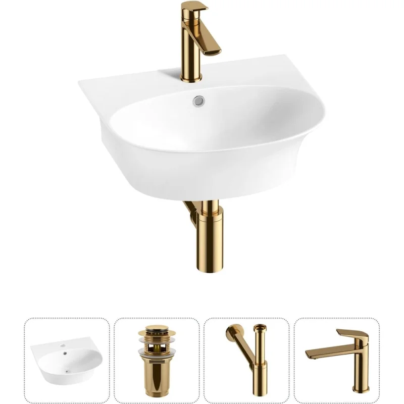 Комплект Wellsee 4 в 1 Lavinia Boho Bathroom Sink накладная/подвесная раковина 46x41 см 20216675R