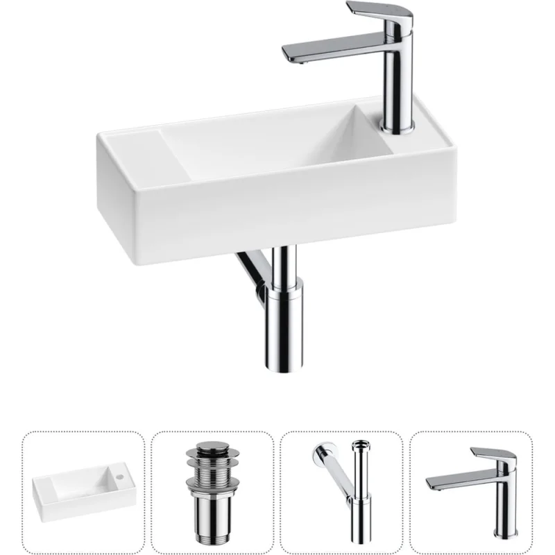 Комплект Wellsee 4 в 1 Lavinia Boho Bathroom Sink накладная/подвесная раковина 43x18 см 20216253R
