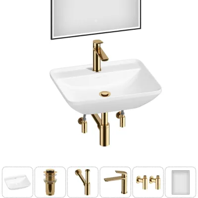 Набор Wellsee 6 в 1 Cute Twin S накладная раковина 55x42 см 20218973R
