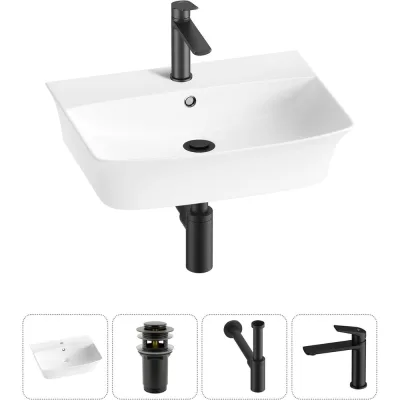Комплект Wellsee 4 в 1 Lavinia Boho Bathroom Sink накладная/подвесная раковина 55x42 см 20216786R