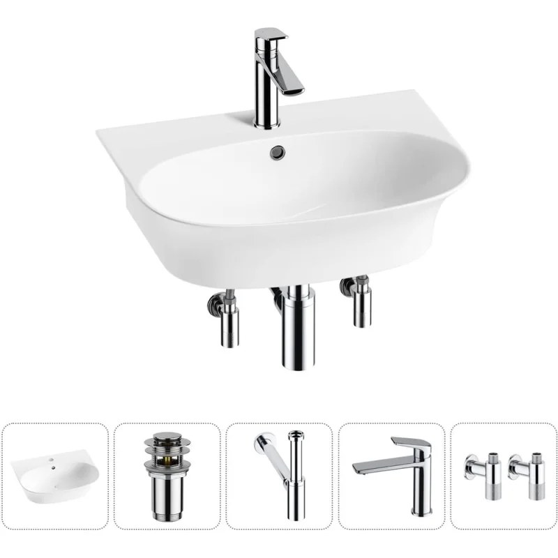 Комплект Wellsee 5 в 1 Lavinia Boho Bathroom Sink накладная/подвесная раковина 55x43 см 20216705R