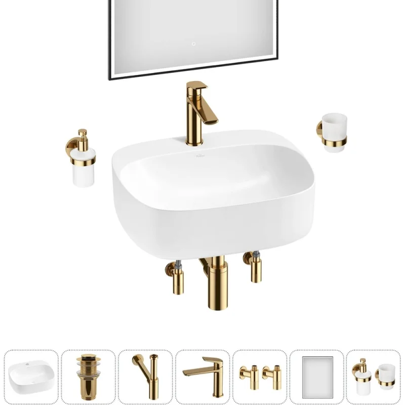 Набор Wellsee 7 в 1 Ideal накладная раковина 50x42 см 20218713R