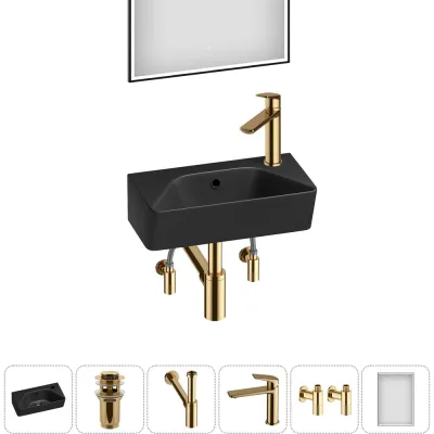 Комплект Wellsee 6 в 1 Lavinia Boho Bathroom Sink накладная/подвесная раковина 40x22 см 20219803R