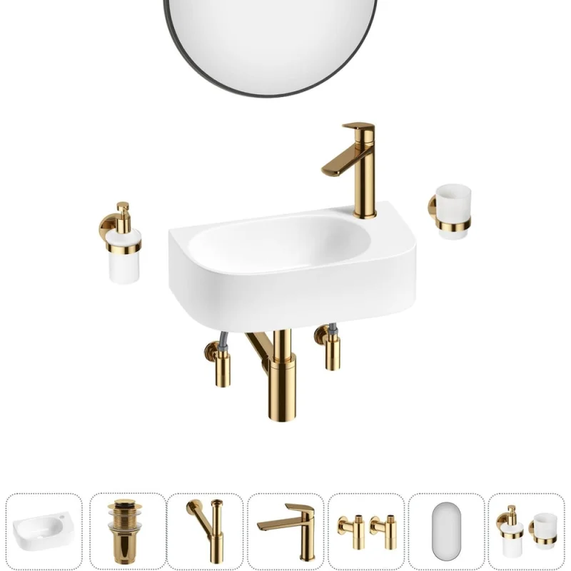 Комплект Wellsee 7 в 1 Lavinia Boho Bathroom Sink накладная/подвесная раковина 40x22 см 20219743R