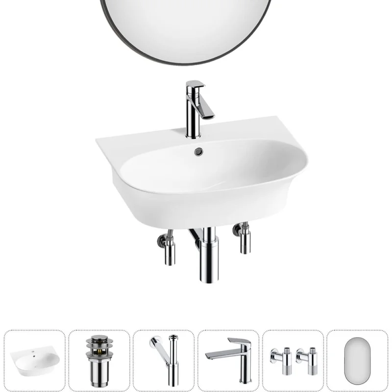 Комплект Wellsee 6 в 1 Lavinia Boho Bathroom Sink накладная/подвесная раковина 55x43 см 20219933R