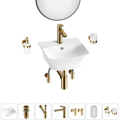 Комплект Wellsee 7 в 1 Lavinia Boho Bathroom Sink накладная/подвесная раковина 35x36 см 20219953R