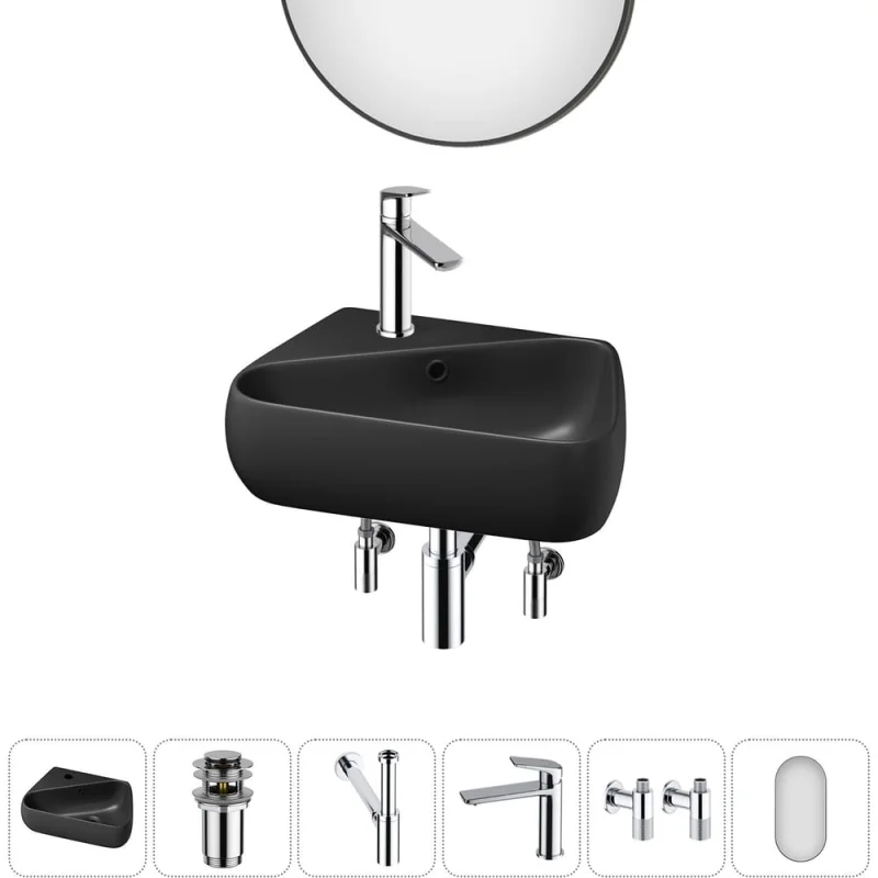 Комплект Wellsee 6 в 1 Lavinia Boho Bathroom Sink накладная/подвесная раковина 44x27 см 20219885R