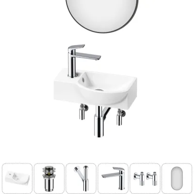 Комплект Wellsee 6 в 1 Lavinia Boho Bathroom Sink накладная/подвесная раковина 40x23 см 20219597R