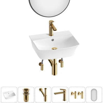 Комплект 6 в 1 Wellsee Bathroom Sink накладная/подвесная раковина 45x40 см состоит 20219963R