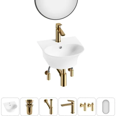 Комплект Wellsee 6 в 1 Lavinia Boho Bathroom Sink накладная/подвесная раковина 34x36 см 20219907R