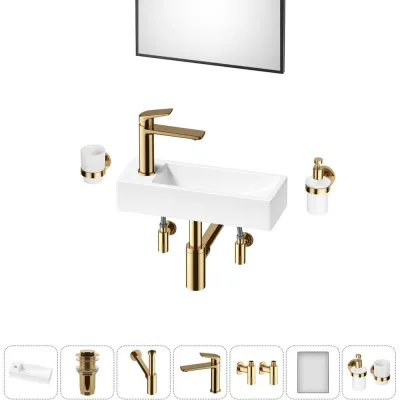 Комплект Wellsee 7 в 1 Lavinia Boho Bathroom Sink накладная/подвесная раковина 38x14 см 20219547R