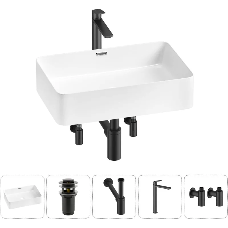 Комплект Wellsee 5 в 1 Lavinia Boho Bathroom Sink накладная раковина 55x37 см 20215236R