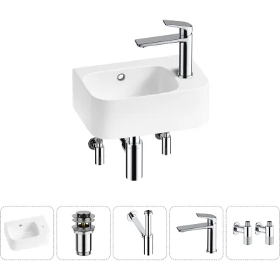 Комплект 5 в 1 Wellsee Bathroom Sink накладная/подвесная раковина 37x25 см состоит 20216565R