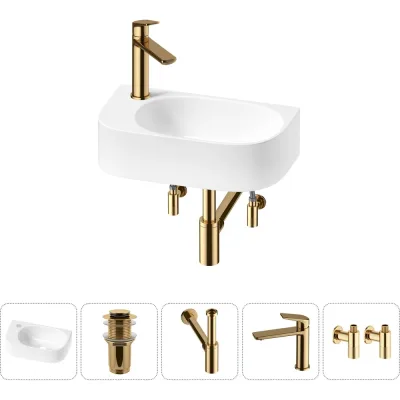 Комплект 5 в 1 Wellsee Bathroom Sink накладная/подвесная раковина 40x22 см состоит 20216343R