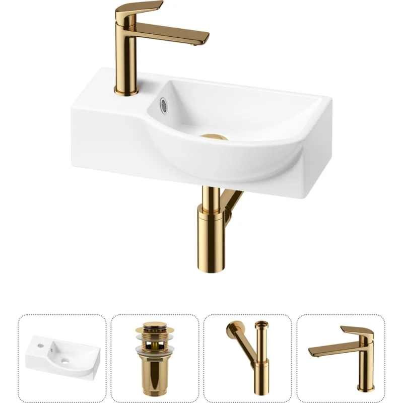 Комплект 4 в 1 Wellsee Bathroom Sink накладная/подвесная раковина 40x23 см состоит 20216031R