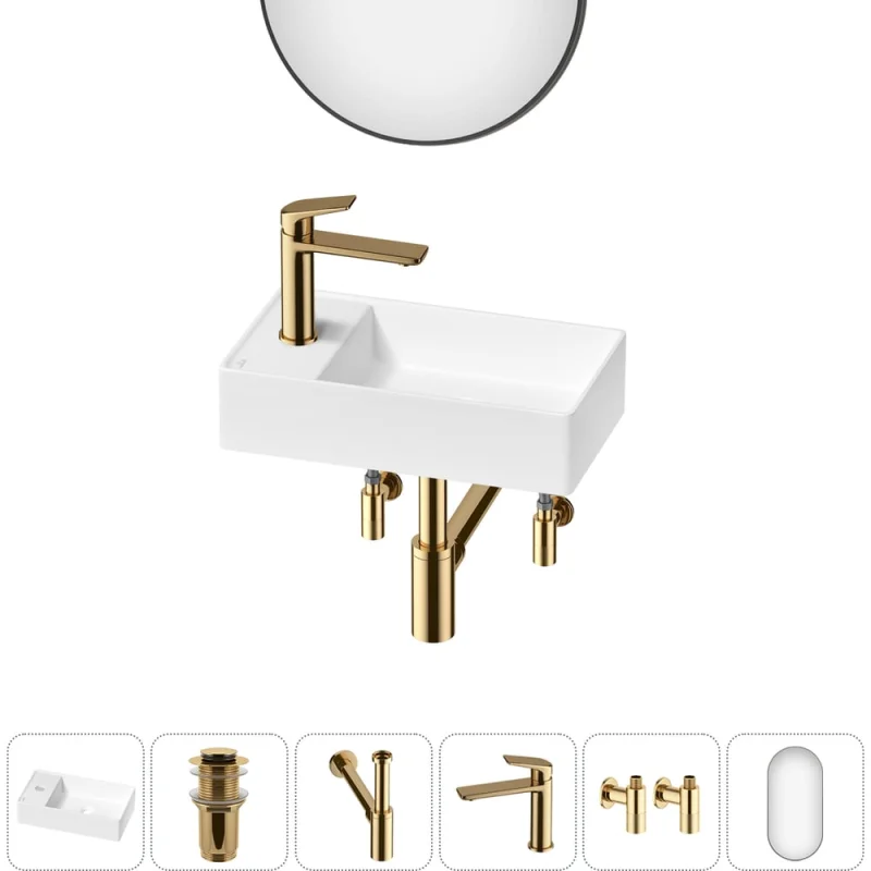 Мини-раковина для ванной комнаты или туалета Wellsee WC Area в наборе 6 в 1 20218137R