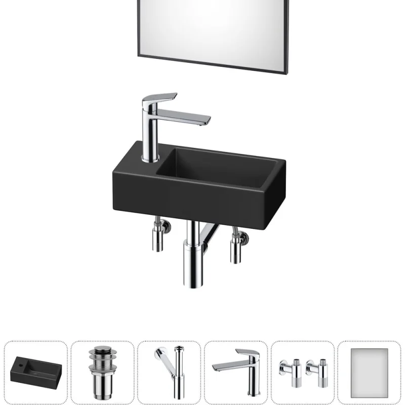 Комплект Wellsee 6 в 1 Lavinia Boho Bathroom Sink накладная/подвесная раковина 40x20 см 20219591R