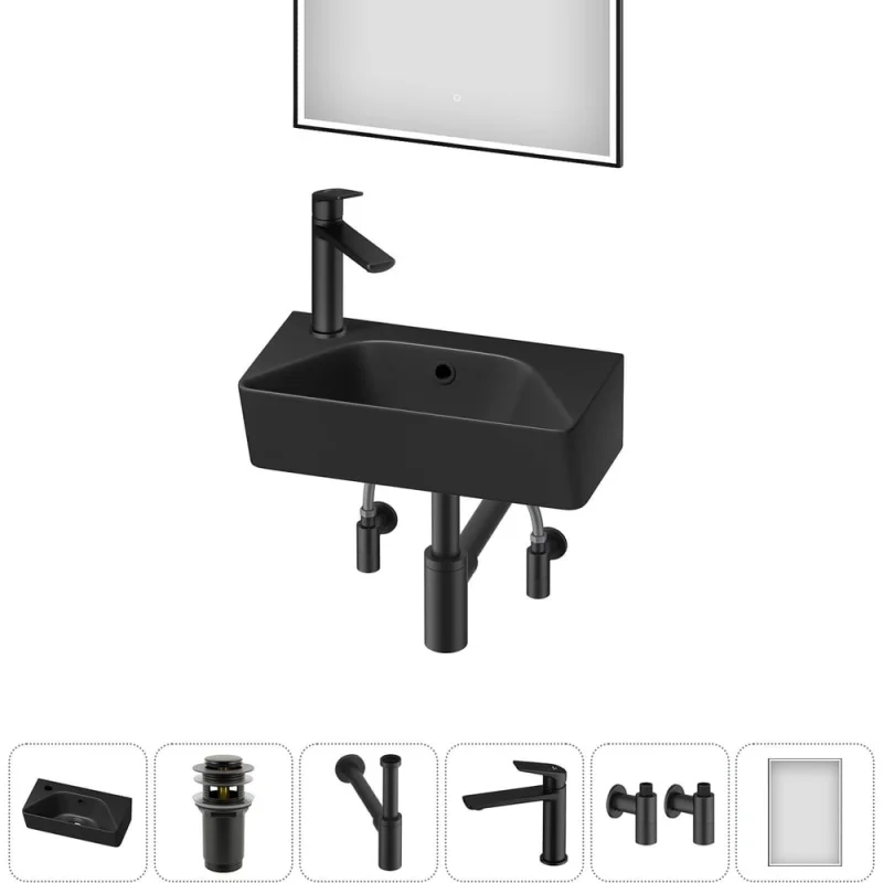 Комплект Wellsee 6 в 1 Lavinia Boho Bathroom Sink накладная/подвесная раковина 40x22 см 20219816R