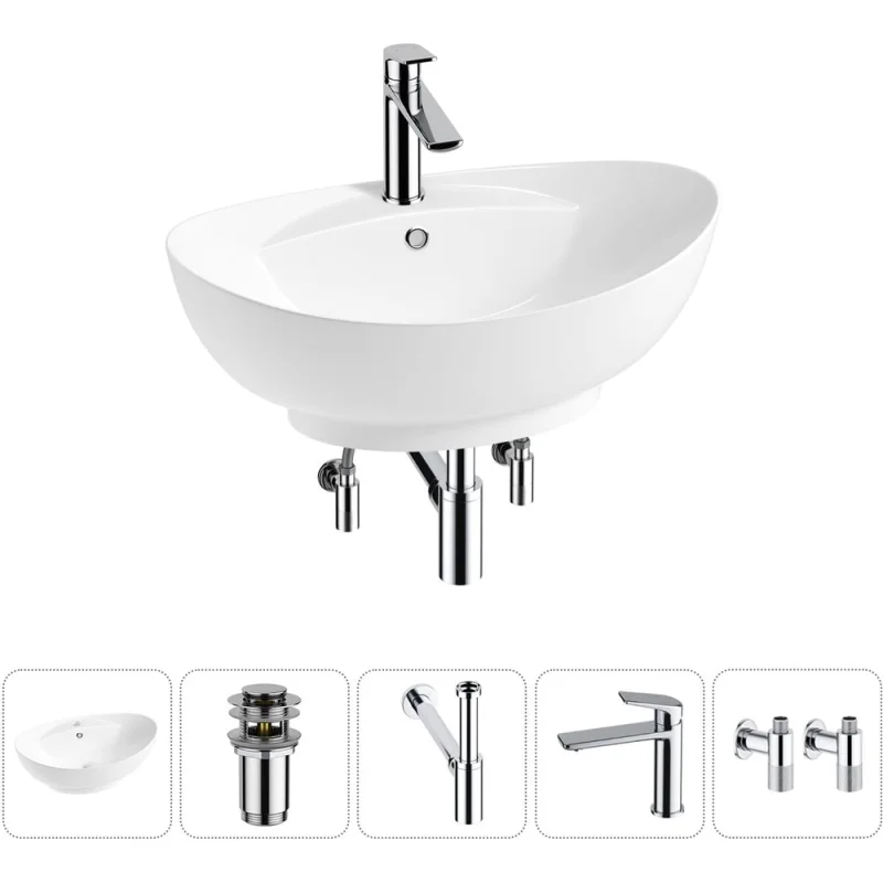 Комплект Wellsee 5 в 1 Lavinia Boho Bathroom Sink накладная раковина 59x39 см 20215155R