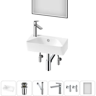 Комплект Wellsee 6 в 1 Lavinia Boho Bathroom Sink накладная/подвесная раковина 40x22 см 20219807R