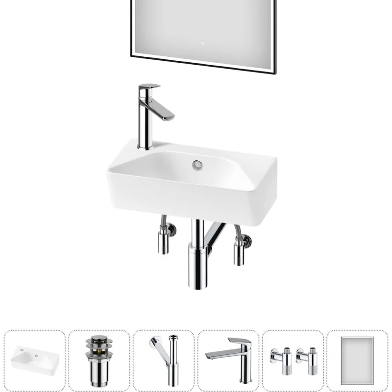 Комплект Wellsee 6 в 1 Lavinia Boho Bathroom Sink накладная/подвесная раковина 40x22 см 20219807R