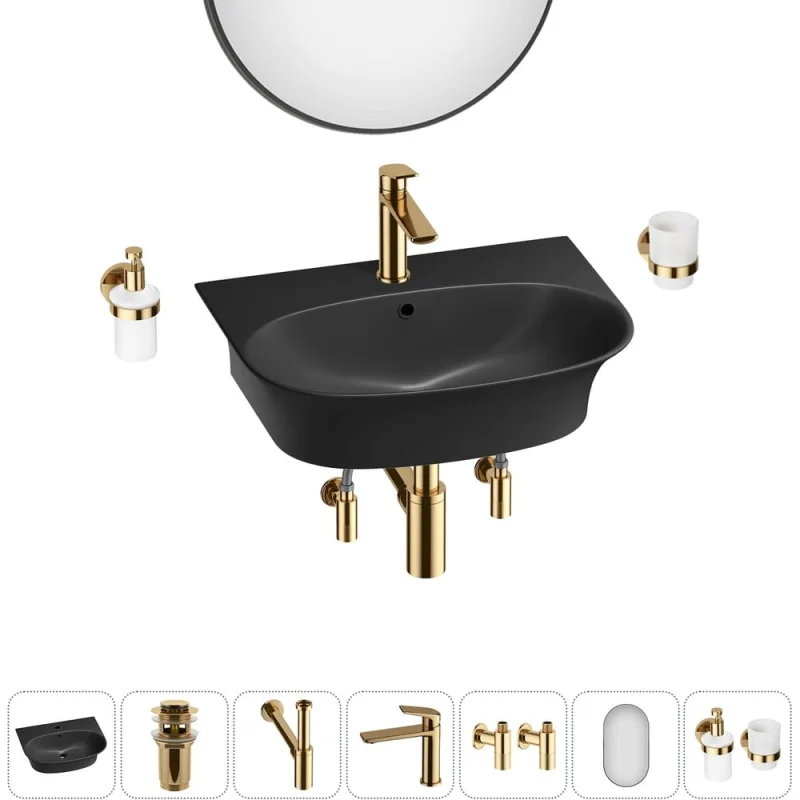 Комплект Wellsee 7 в 1 Lavinia Boho Bathroom Sink накладная/подвесная раковина 55x43 см 20219946R