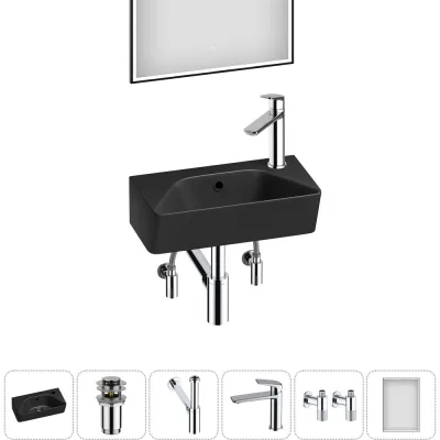 Комплект Wellsee 6 в 1 Lavinia Boho Bathroom Sink накладная/подвесная раковина 40x22 см 20219801R