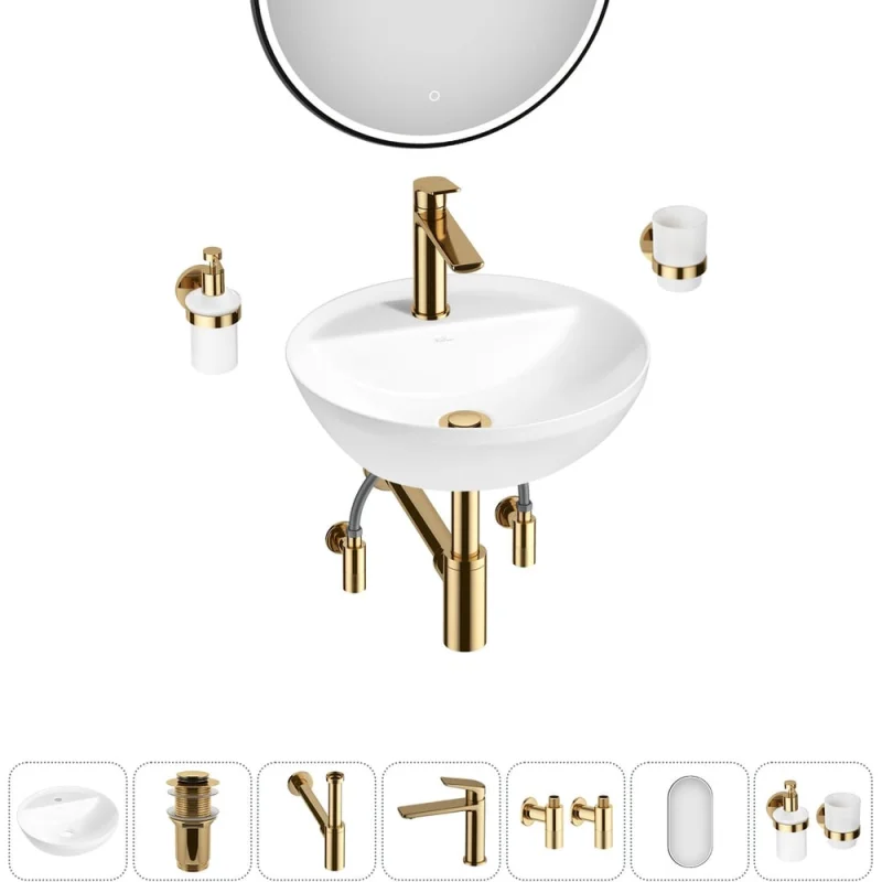 Набор Wellsee 7 в 1 Cute Twin R накладная раковина 42x42 см 20218953R