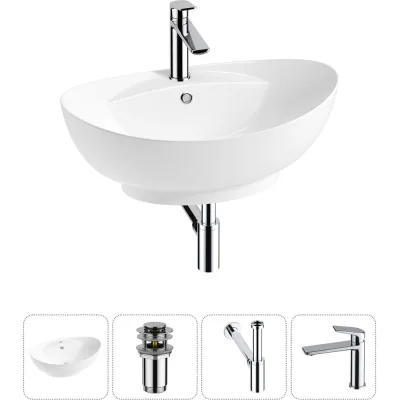 Комплект Wellsee 4 в 1 Lavinia Boho Bathroom Sink накладная раковина 59x39 см 20215151R