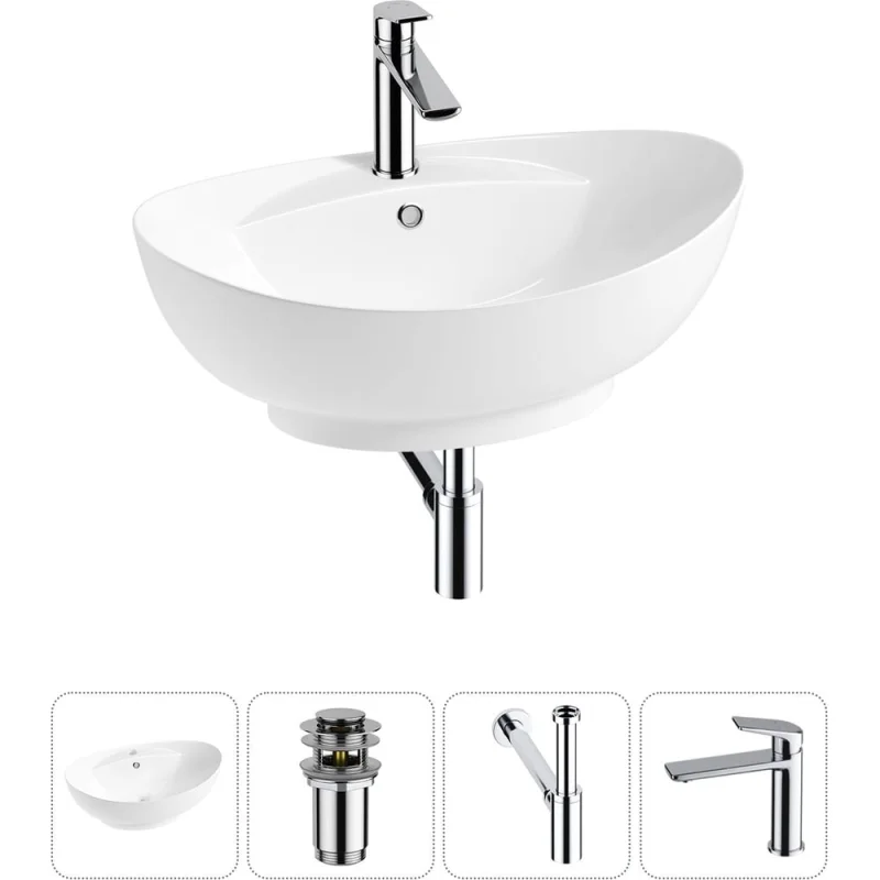 Комплект Wellsee 4 в 1 Lavinia Boho Bathroom Sink накладная раковина 59x39 см 20215151R